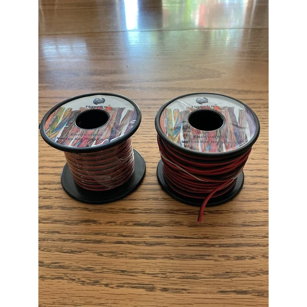 Haerkn 22 AWG Electrical Wire Spools Red Black 200C Stranded Copper 2 Pack